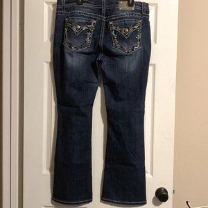 Miss Me Blue Denim Jeans Mid Rise Curvy Boot Waist 34 Inseam 31 Like New